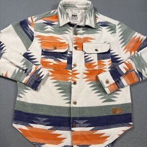 Turnrows Fleece Jacket Men's Size S/P Aztec Design Soft Lightweight